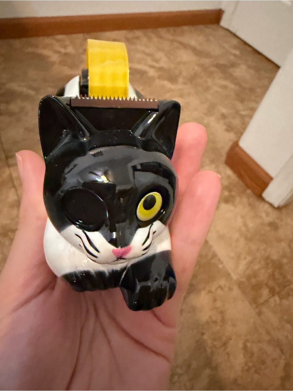 Cute Black & White Cat Tape Dispenser - Decorative Desk Accessory